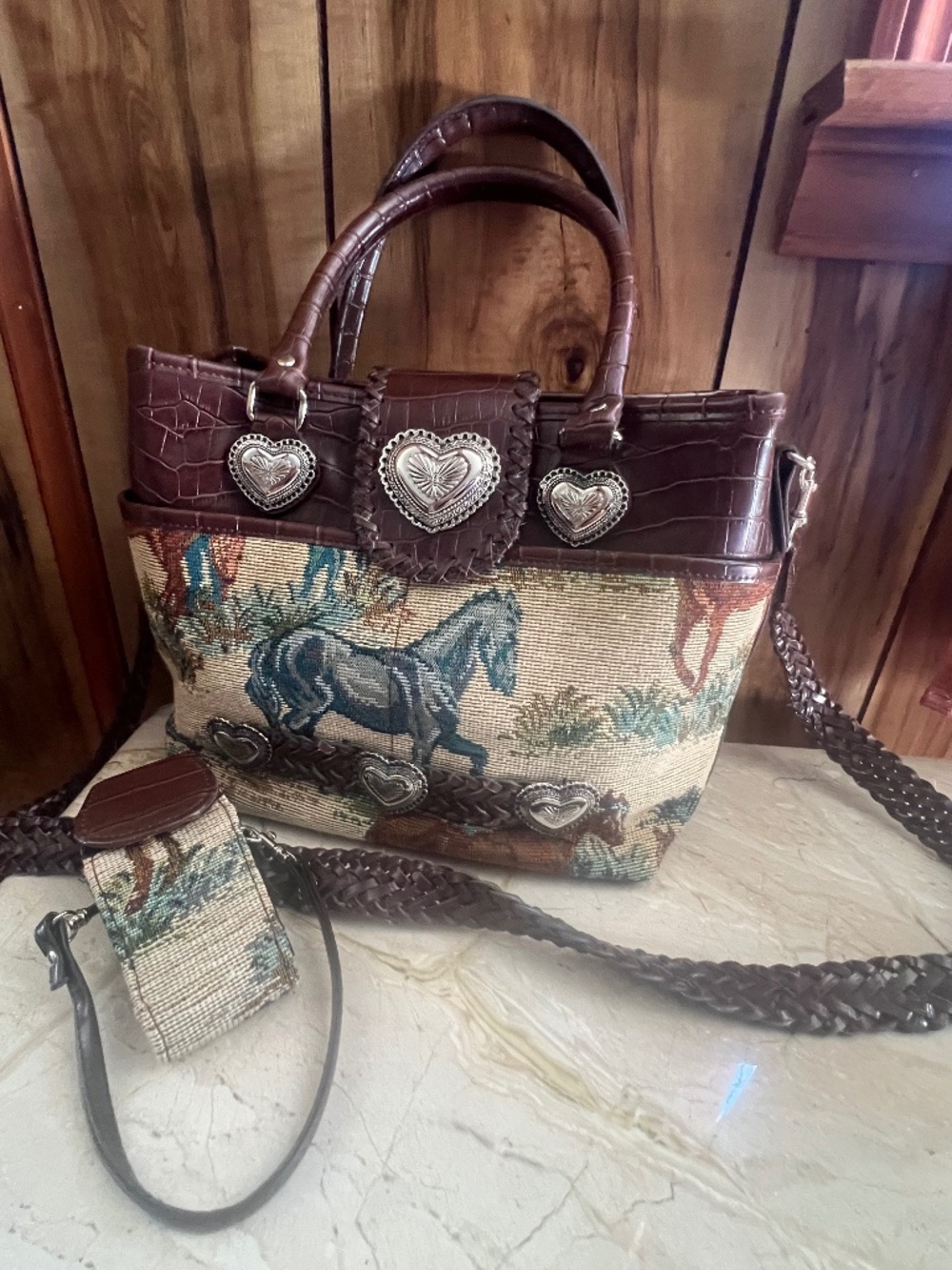 Vintage Texas Leather horse purse